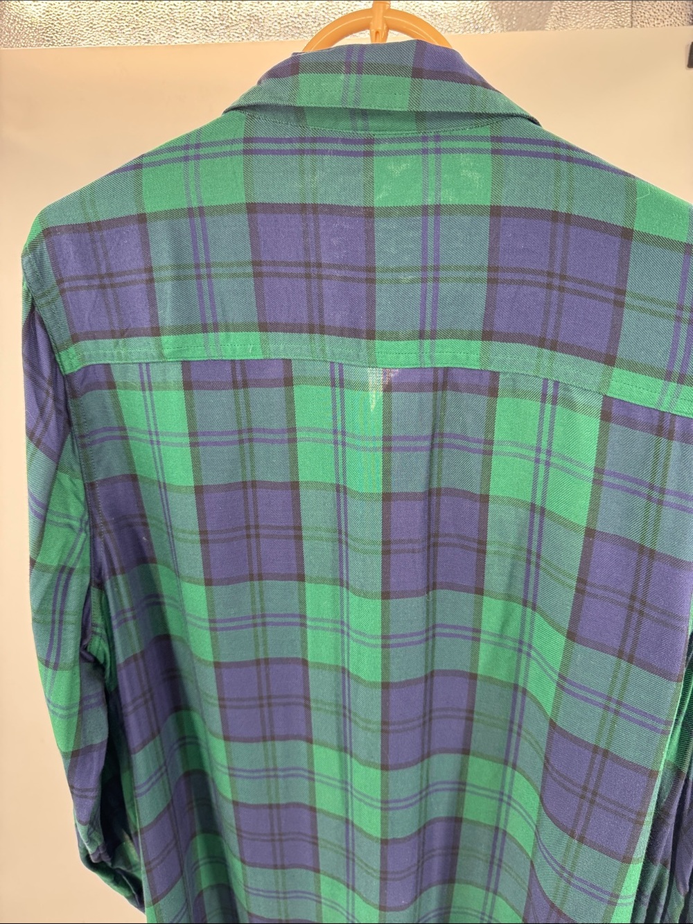 Woman’s Old Navy green and blue plaid mini shirt swing dress XL lightweight - Picture 4 of 11